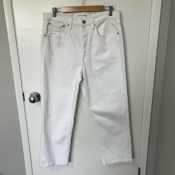NWOT Denim Forum Arlo High Rise Straight Jeans White size 32 - Picture 4 of 13